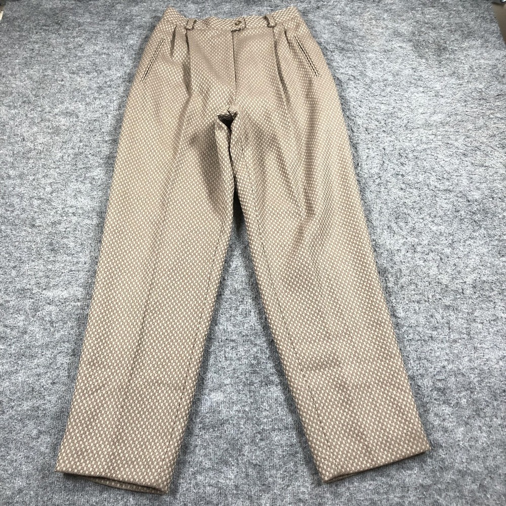 Vintage A.g. Bruce Pants Womens 6 Beige Wool Tweed Pleated Tapered‎ Made USA